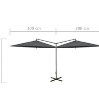 Doppel-Sonnenschirm mit Stahl-Mast 600 cm Anthrazit