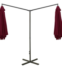 Doppel-Sonnenschirm mit Stahl-Mast 600 cm Bordeauxrot