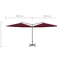Doppel-Sonnenschirm mit Stahl-Mast 600 cm Bordeauxrot