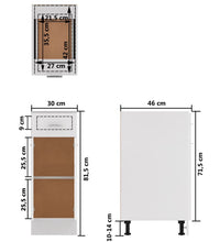 Schubunterschrank Weiß 30x46x81,5 cm Holzwerkstoff