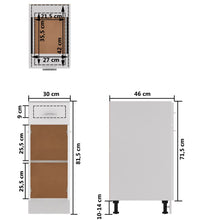 Schubunterschrank Hochglanz-Weiß 30x46x81,5 cm Holzwerkstoff