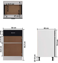 Schubunterschrank Schwarz 50x46x81,5 cm Holzwerkstoff