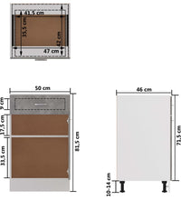 Schubunterschrank Betongrau 50x46x81,5 cm Holzwerkstoff