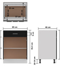 Schubunterschrank Schwarz 60x46x81,5 cm Holzwerkstoff