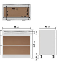 Schubunterschrank Weiß 80x46x81,5 cm Holzwerkstoff