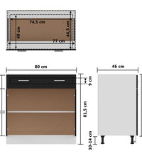 Schubunterschrank Schwarz 80x46x81,5 cm Holzwerkstoff