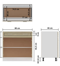 Schubunterschrank Sonoma-Eiche 80x46x81,5 cm Holzwerkstoff