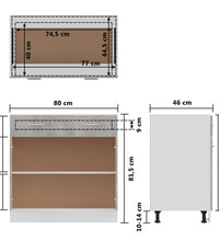 Schubunterschrank Betongrau 80x46x81,5 cm Holzwerkstoff