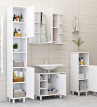 Badezimmerschrank Weiß 30x30x95 cm Holzwerkstoff