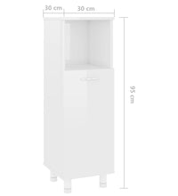 Badezimmerschrank Hochglanz-Weiß 30x30x95 cm Holzwerkstoff