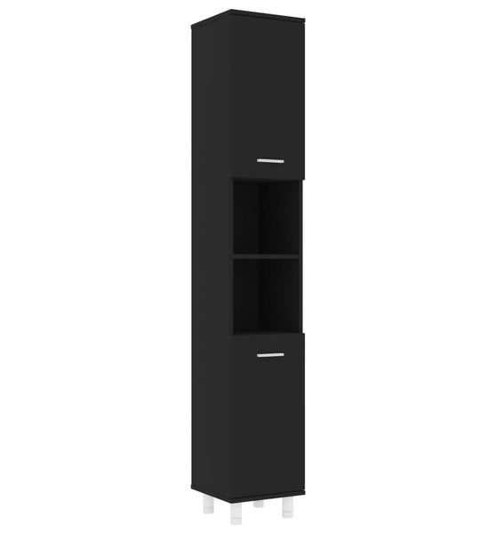 Badezimmerschrank Schwarz 30x30x179 cm Holzwerkstoff