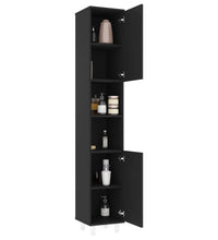 Badezimmerschrank Schwarz 30x30x179 cm Holzwerkstoff