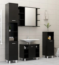 Badezimmerschrank Schwarz 30x30x179 cm Holzwerkstoff