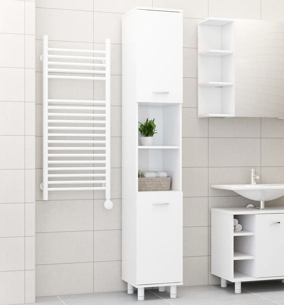 Badezimmerschrank Hochglanz-Weiß 30x30x179 cm Holzwerkstoff
