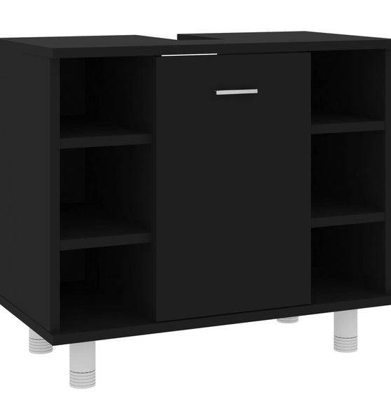 Badezimmerschrank Schwarz 60x32x53,5 cm Holzwerkstoff