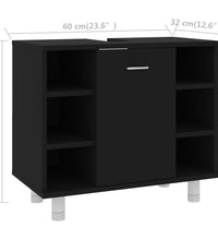 Badezimmerschrank Schwarz 60x32x53,5 cm Holzwerkstoff