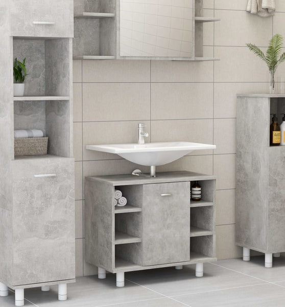 Badezimmerschrank Betongrau 60x32x53,5 cm Holzwerkstoff