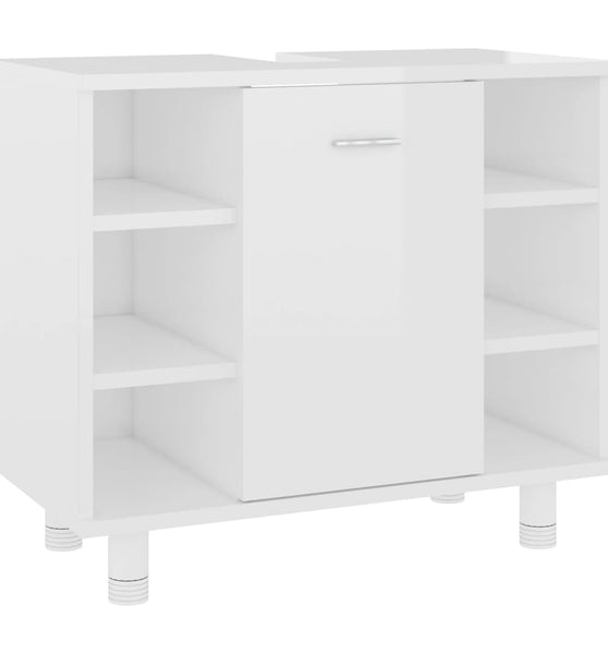 Badezimmerschrank Hochglanz-Weiß 60x32x53,5 cm Holzwerkstoff