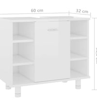 Badezimmerschrank Hochglanz-Weiß 60x32x53,5 cm Holzwerkstoff