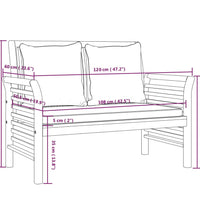 Sofabank mit Cremeweißen Kissen Massivholz Akazie