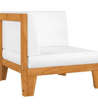 Modular-Ecksofa mit Cremeweißen Kissen Akazie Massivholz