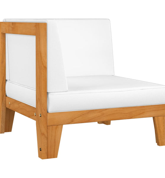 Modular-Ecksofa mit Cremeweißen Kissen Akazie Massivholz
