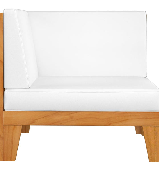 Modular-Ecksofa mit Cremeweißen Kissen Akazie Massivholz
