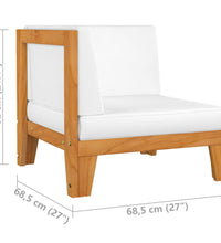 Modular-Ecksofa mit Cremeweißen Kissen Akazie Massivholz