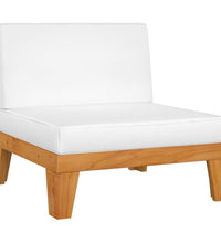 Modular-Mittelsofa mit Cremeweißen Kissen Akazie Massivholz