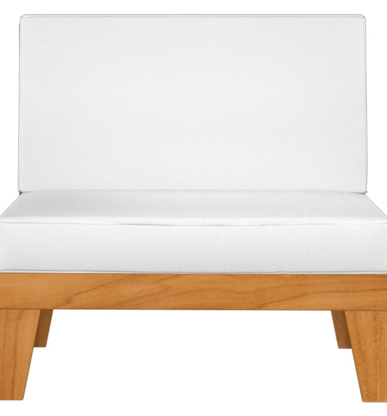 Modular-Mittelsofa mit Cremeweißen Kissen Akazie Massivholz