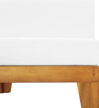 Modular-Mittelsofa mit Cremeweißen Kissen Akazie Massivholz