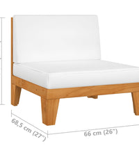 Modular-Mittelsofa mit Cremeweißen Kissen Akazie Massivholz