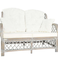 2-Sitzer-Sofa Grau Rattan