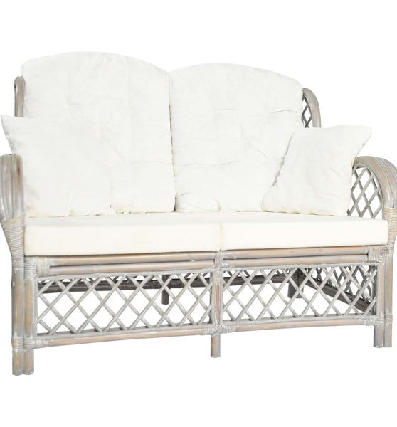 2-Sitzer-Sofa Grau Rattan