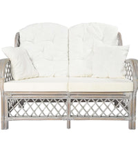 2-Sitzer-Sofa Grau Rattan