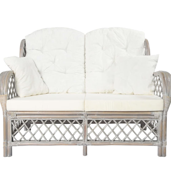 2-Sitzer-Sofa Grau Rattan