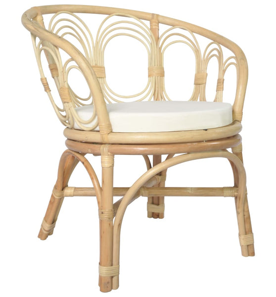 Esszimmerstuhl mit Kissen Rattan und Leinen