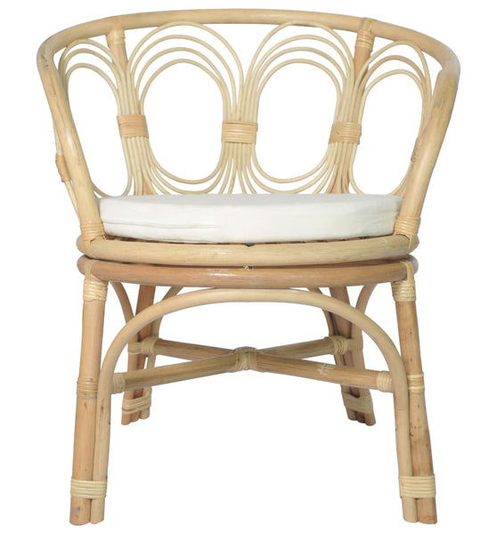 Esszimmerstuhl mit Kissen Rattan und Leinen