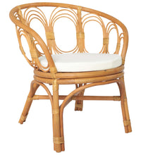 Esszimmerstuhl mit Kissen Hellbraun Rattan Leinen