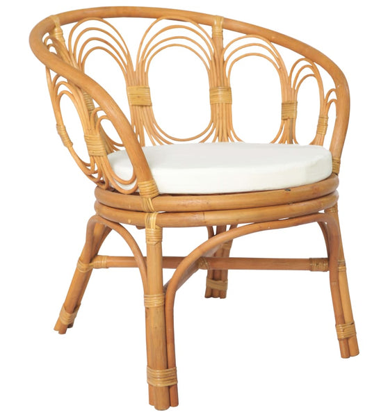 Esszimmerstuhl mit Kissen Hellbraun Rattan Leinen
