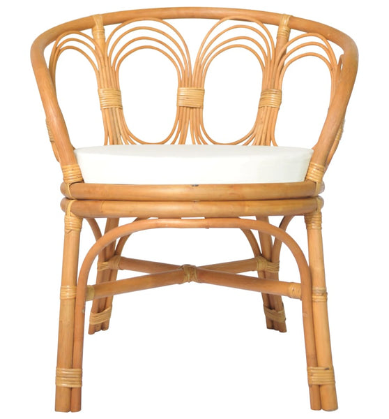 Esszimmerstuhl mit Kissen Hellbraun Rattan Leinen