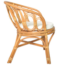 Esszimmerstuhl mit Kissen Hellbraun Rattan Leinen
