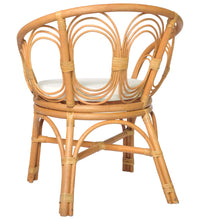 Esszimmerstuhl mit Kissen Hellbraun Rattan Leinen