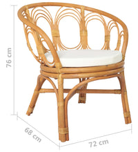Esszimmerstuhl mit Kissen Hellbraun Rattan Leinen