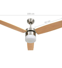 Deckenventilator mit Licht und Fernbedienung 108 cm Hellbraun