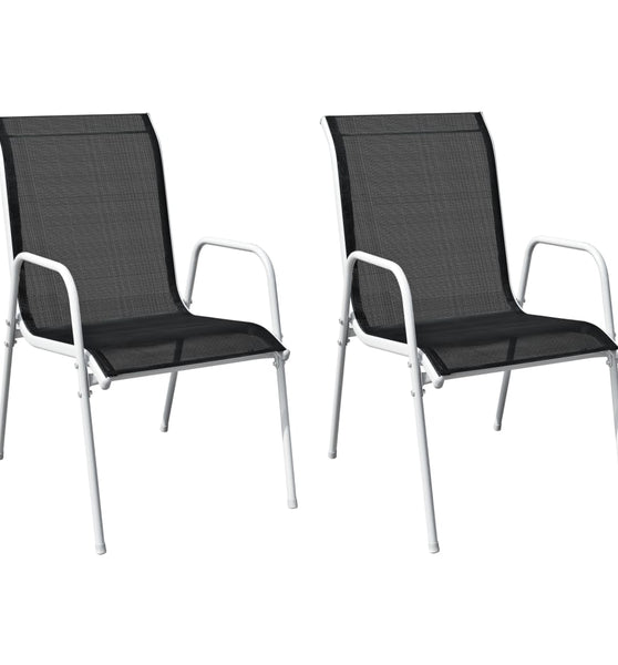 Stapelbare Gartenstühle 2 Stk. Stahl und Textilene Schwarz