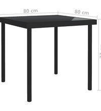 Garten-Esstisch Schwarz 80x80x72 cm Glas und Stahl