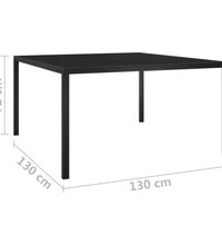 Gartentisch 130x130x72 cm Schwarz Stahl und Glas