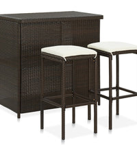 3-tlg. Bar Set Poly Rattan Braun
