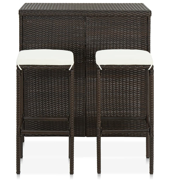 3-tlg. Bar Set Poly Rattan Braun